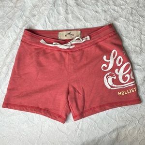 Hollister coral colored high rise beach shorts with drawstring waistband size XS